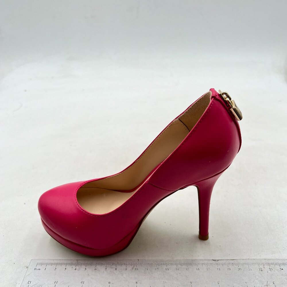 FSJ Womens Round Toe Slip On Platform Patent Stiletto High Heel Pumps Pink Shoes